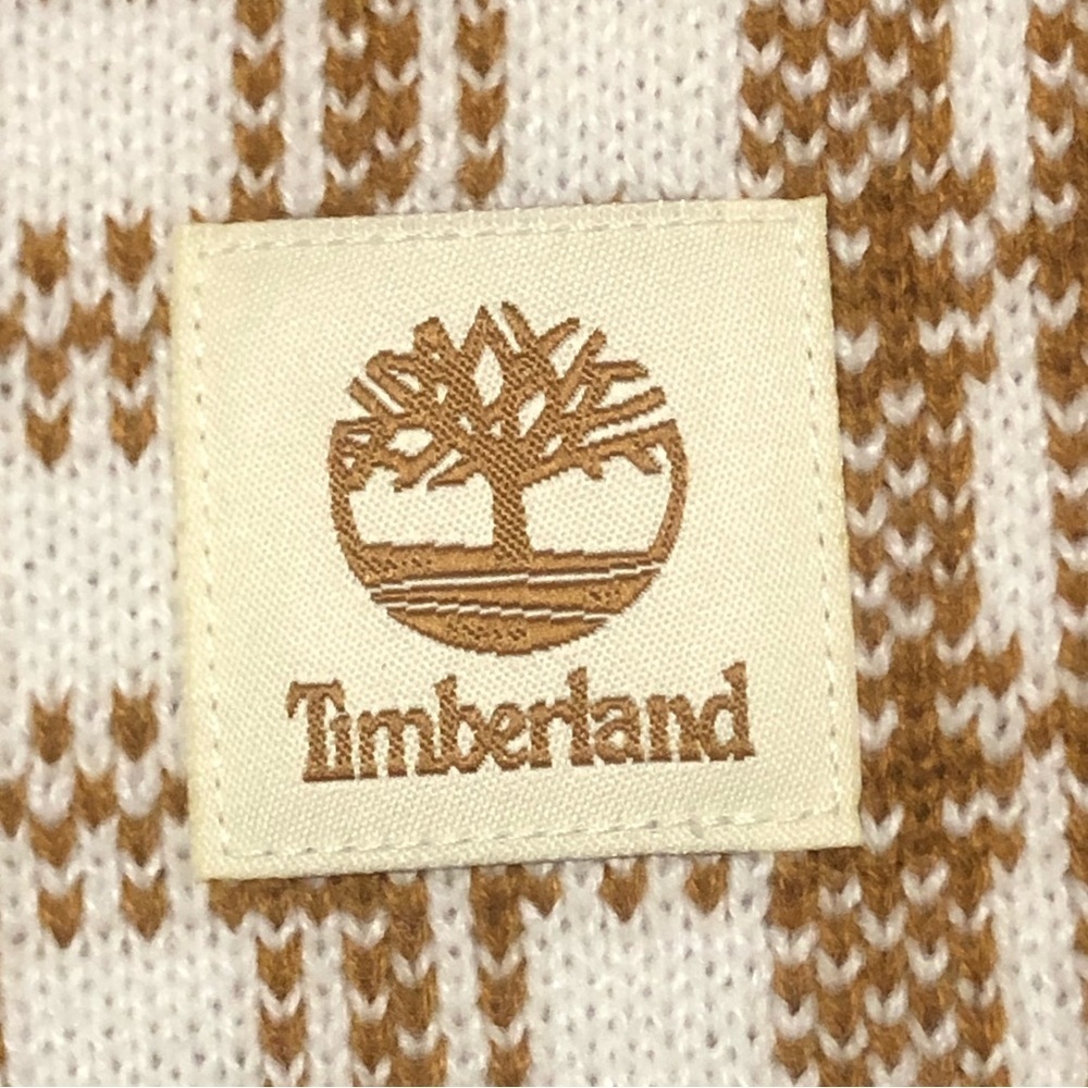 Timberland Scarf Buffalo Plaid Caramel Brown & Cream - Picture 3 of 6